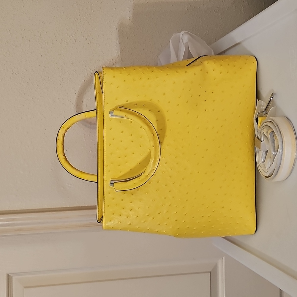 Sassy Jones Pamela Triple Compartment Tote - Yellow Ostrich